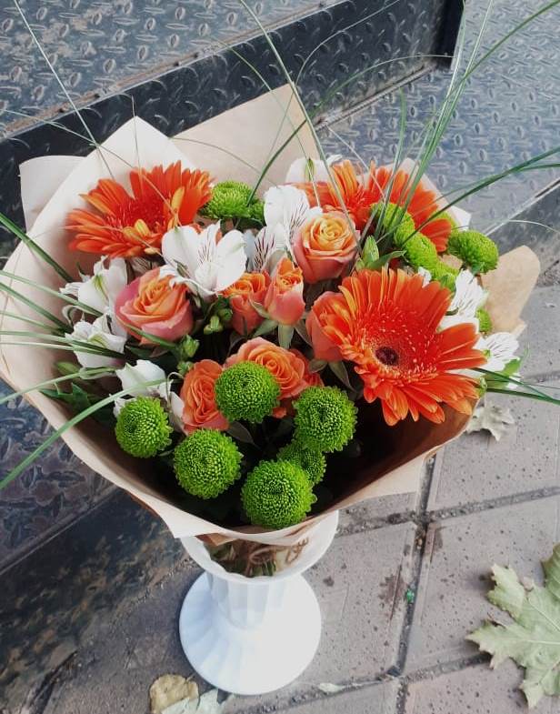 Букет цветов из: Герберы, Хризантемы, Альстромерии и Розы в Стромынь