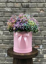 Цветочная композиция из Гипсофила и Розы в шляпной коробке в Стромынь