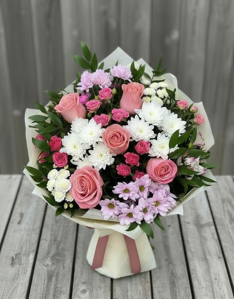 Букет цветов из: Альстромерии, Гвоздики, Розы и Хризантемы в Стромынь