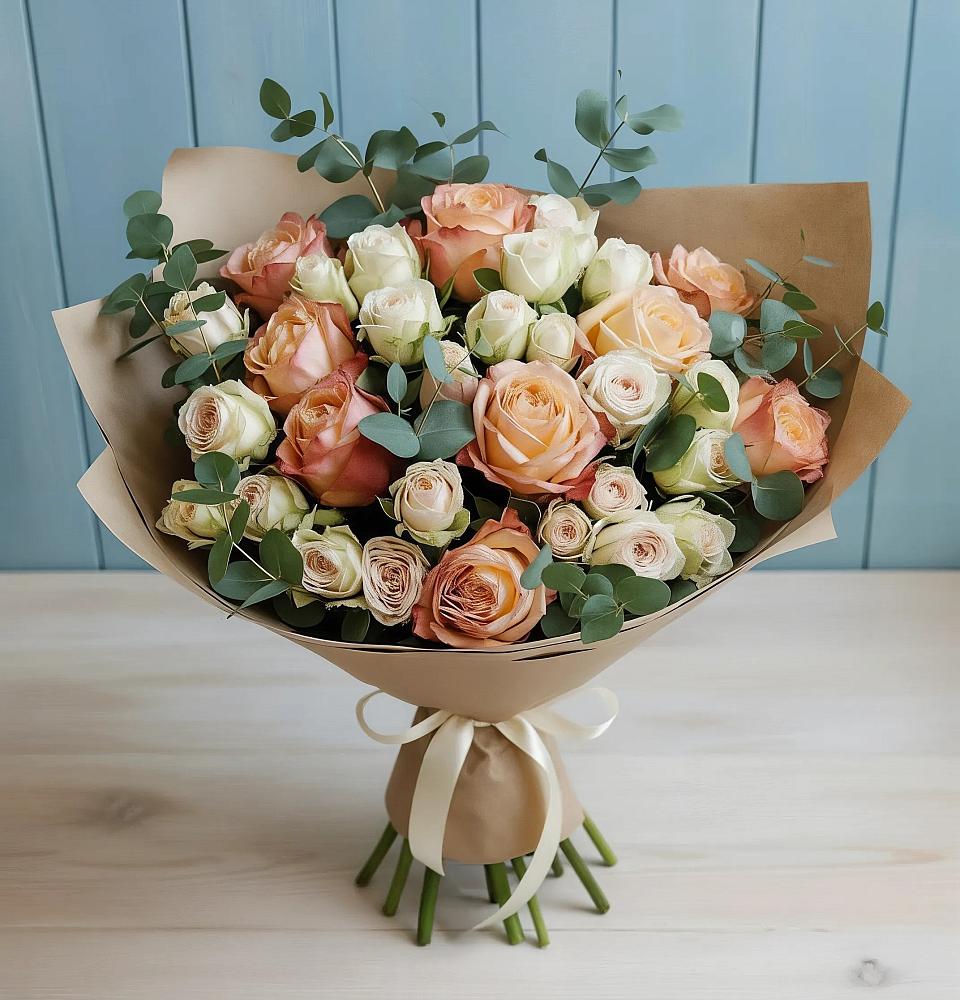 Букет цветов из: Альстромерии и Розы в Стромынь