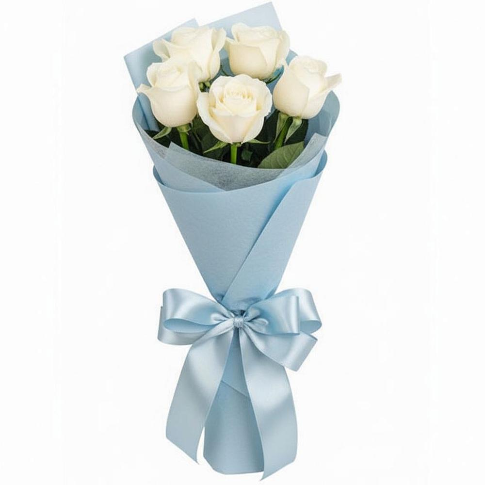 Букет 5 Белых роз Проуд в Стромынь