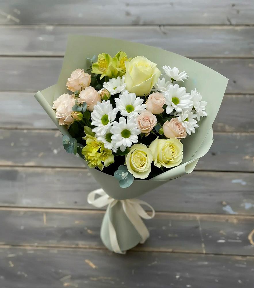 Букет цветов из: Альстромерии, Розы и Хризантемы в Стромынь