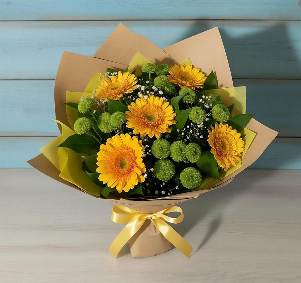 Букет цветов из: Герберы и Хризантемы в Стромынь