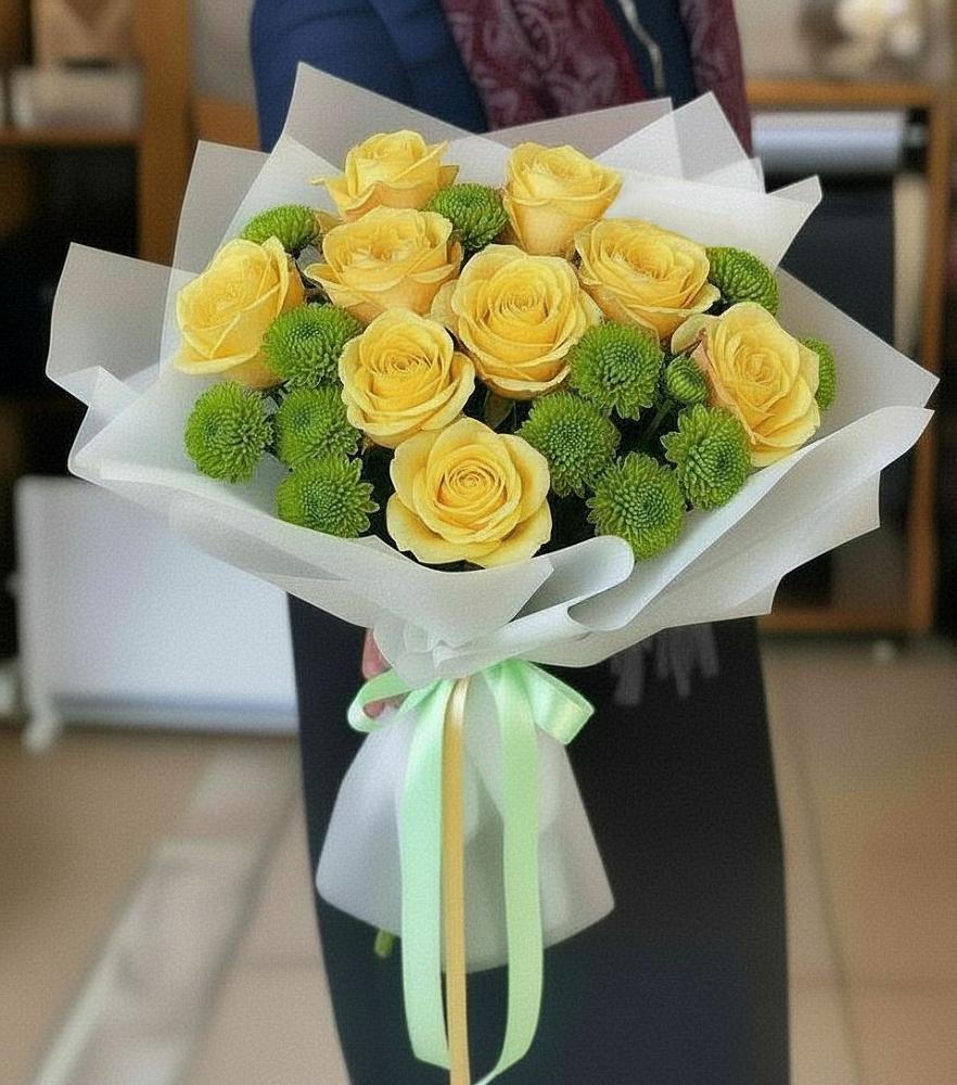 Букет цветов из: Хризантемы и Розы в Стромынь