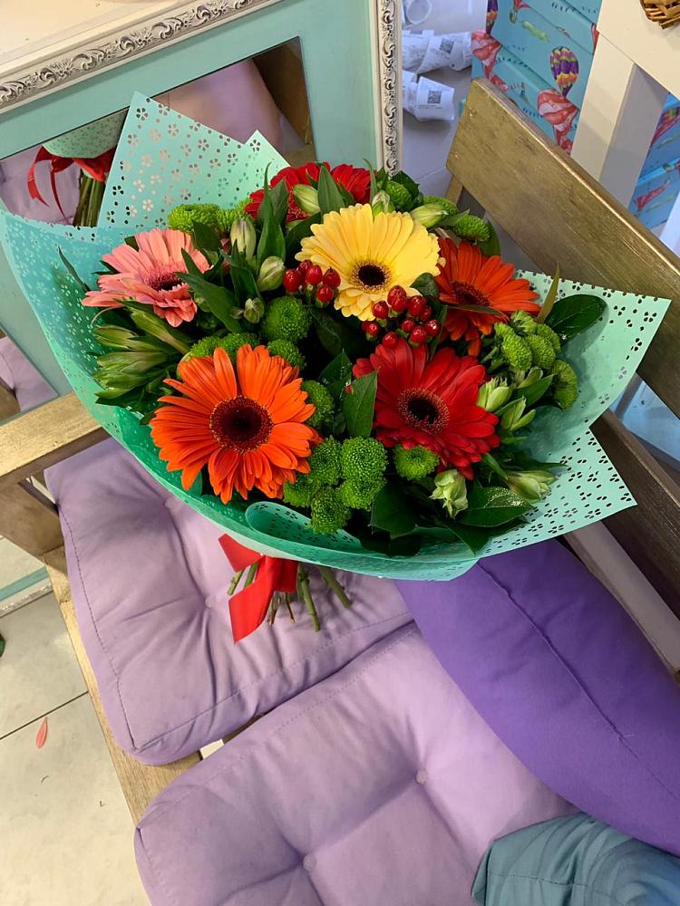 Букет цветов из: Герберы, Хризантемы и Альстромерии в Стромынь