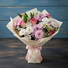 Букет цветов из:  Хризантемы, Альстромерии и Розы в Стромынь