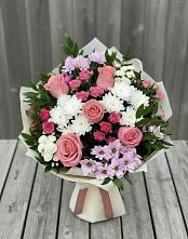 Букет цветов из:  Альстромерии, Гвоздики, Розы и Хризантемы в Стромынь