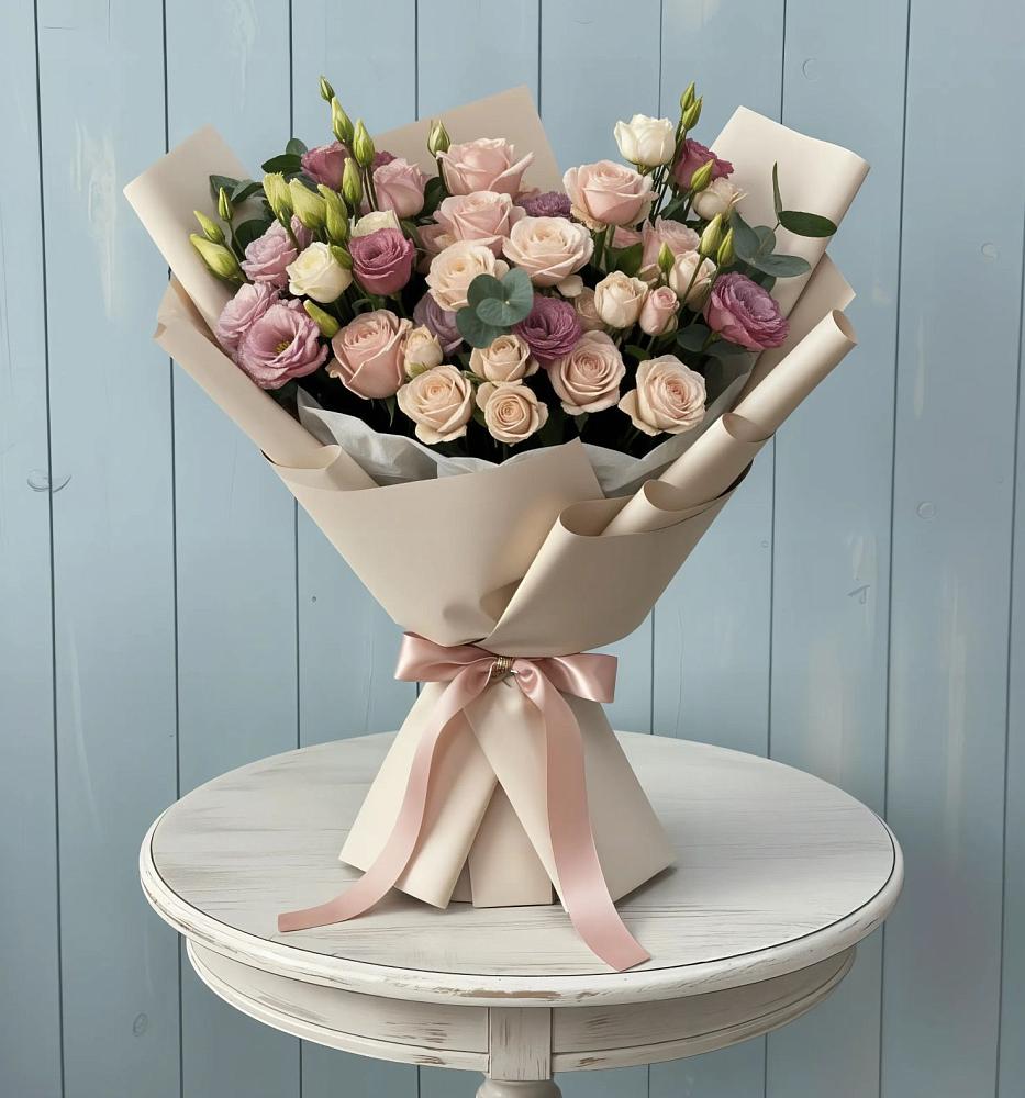 Букет цветов из: Розы и Лизиантусы в Стромынь