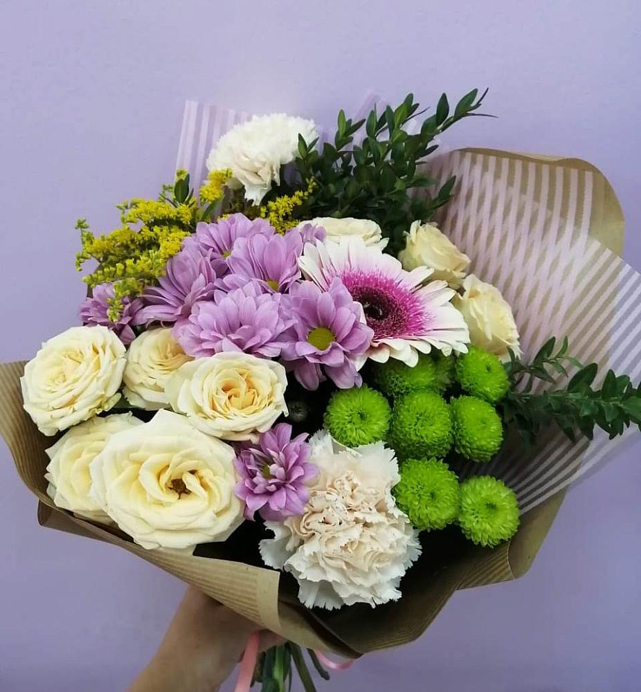 Букет цветов из: Хризантемы, Розы, Гвоздики и Герберы в Стромынь