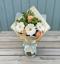 Букет цветов из:  Герберы, Розы и Хризантемы в Стромынь