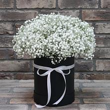 Цветочная композиция из Гипсофила в шляпной коробке в Стромынь