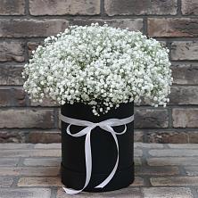 Цветочная композиция из Гипсофила в шляпной коробке в Стромынь