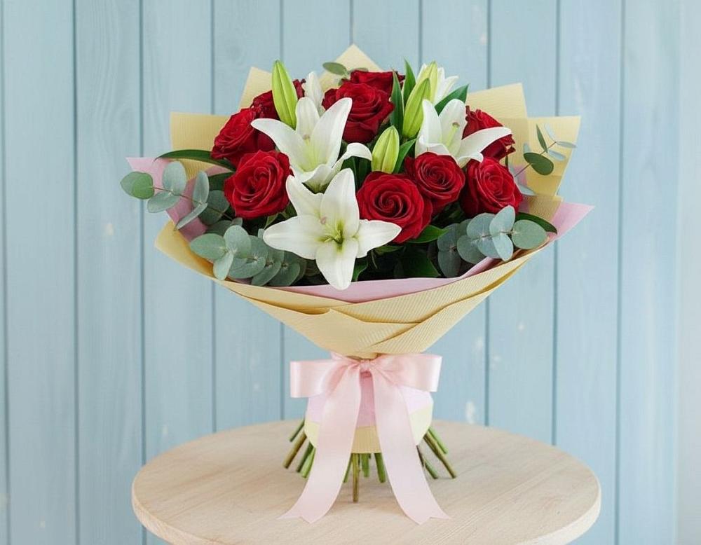 Букет цветов из: Лилии и Розы в Стромынь